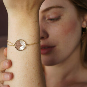 Bracelet femme cercle en bois plexiglas blanc~ Naya ~