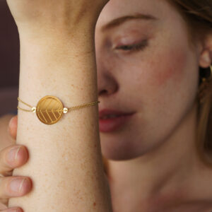 Bracelet femme en laiton gravé - motif géométrique ~ CIMBA ~